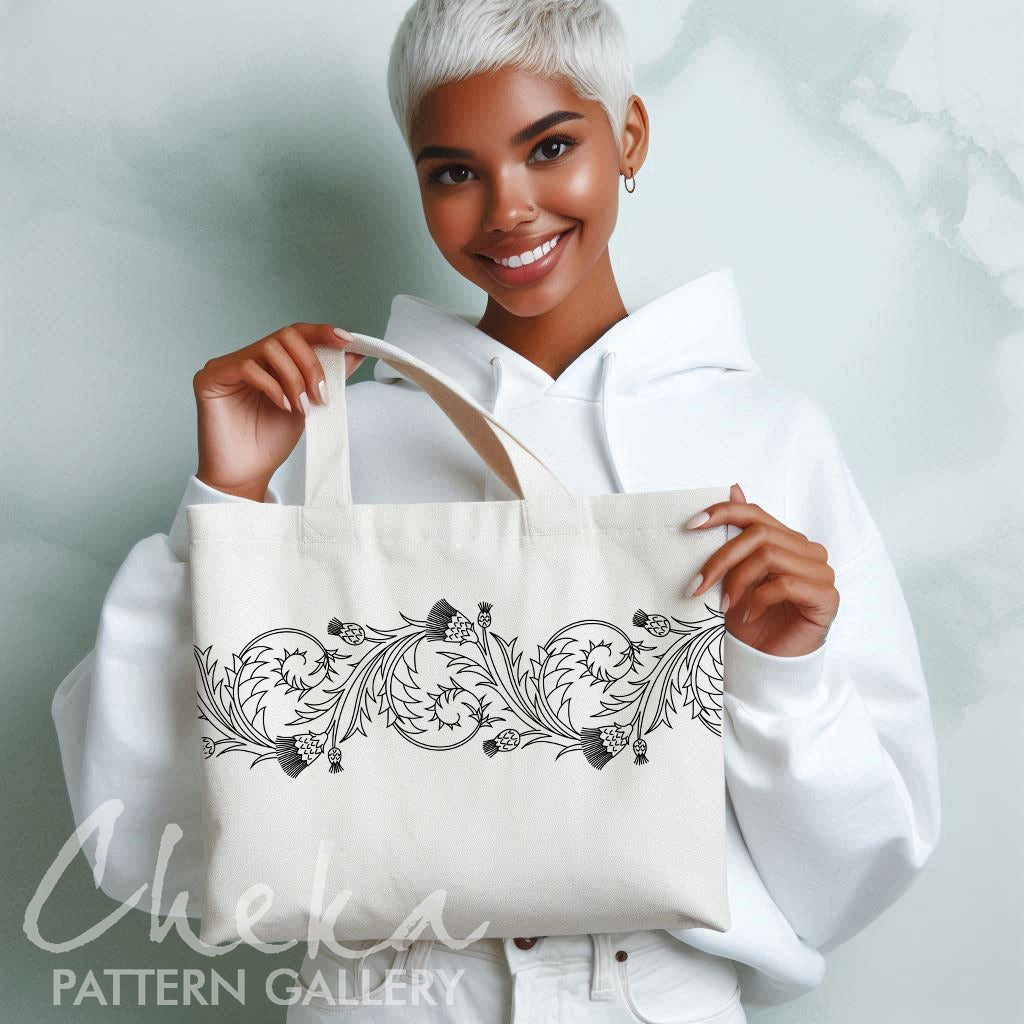 Thistle, hand embroidery pattern PDF. Botanical motifs. Traditional Scottish Crest. Pattern for pillows, tablecloths