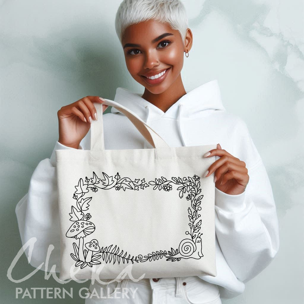 Photo frame, hand embroidery pattern with autumn leaves, handmade embroidered frame, digital hand embroidery pattern PDF. Nature Embroidery