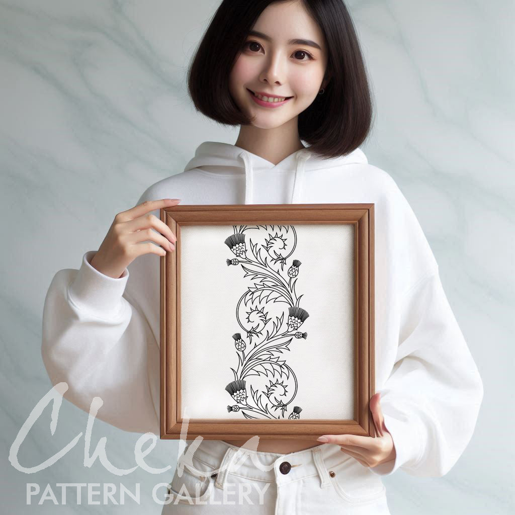 Thistle, hand embroidery pattern PDF. Botanical motifs. Traditional Scottish Crest. Pattern for pillows, tablecloths