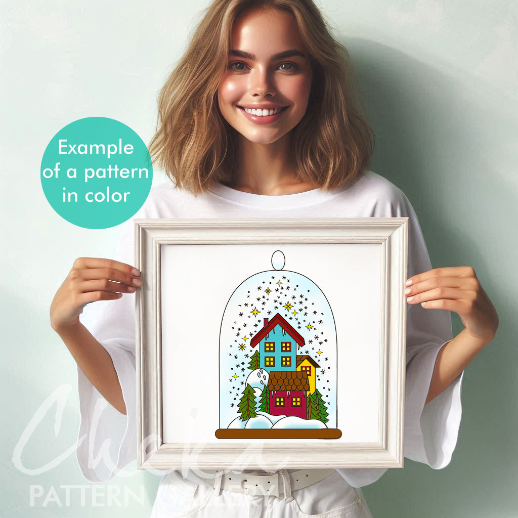 Christmas embroidery pattern, Holiday Village template, Christmas houses under the snow, Christmas hand embroidery PDF, Christmas decor