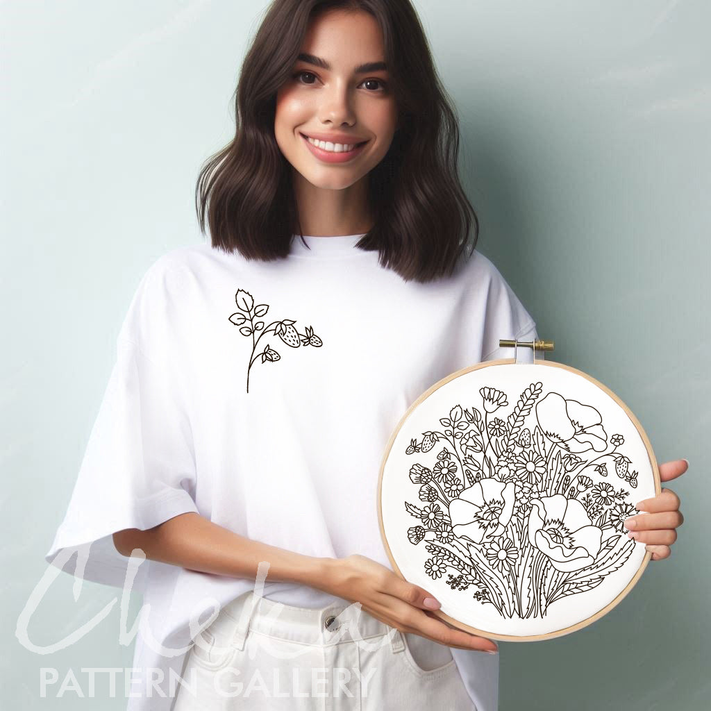 Wildflowers Hand Embroidery Pattern, Floral Bouquet, Summer Wildflowers, Pattern with Blossoms, meadow embroidery pattern, Summer Embroidery