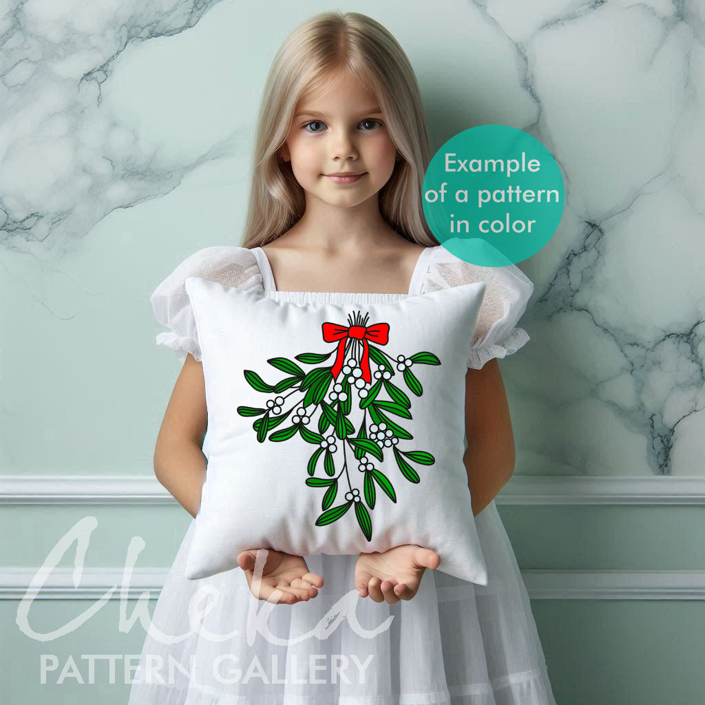 Mistletoe, Christmas plant embroidery pattern pdf, winter embroidery, Christmas flowers, Christmas embroidery ornament, Christmas home decor