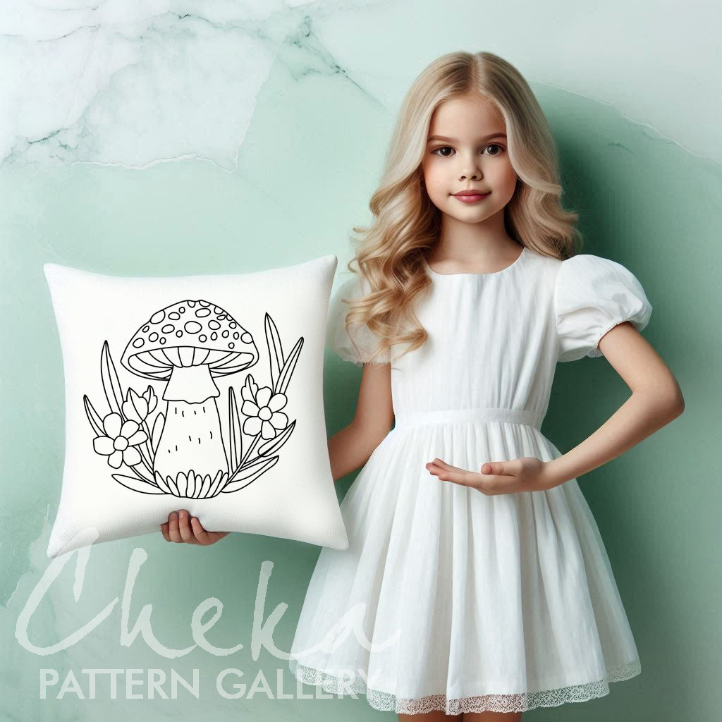 Fly agaric PDF Pattern. Mushroom embroidery pattern. Autumn embroidery patterns. Digital Download. Forest embroidery, beginner friendly