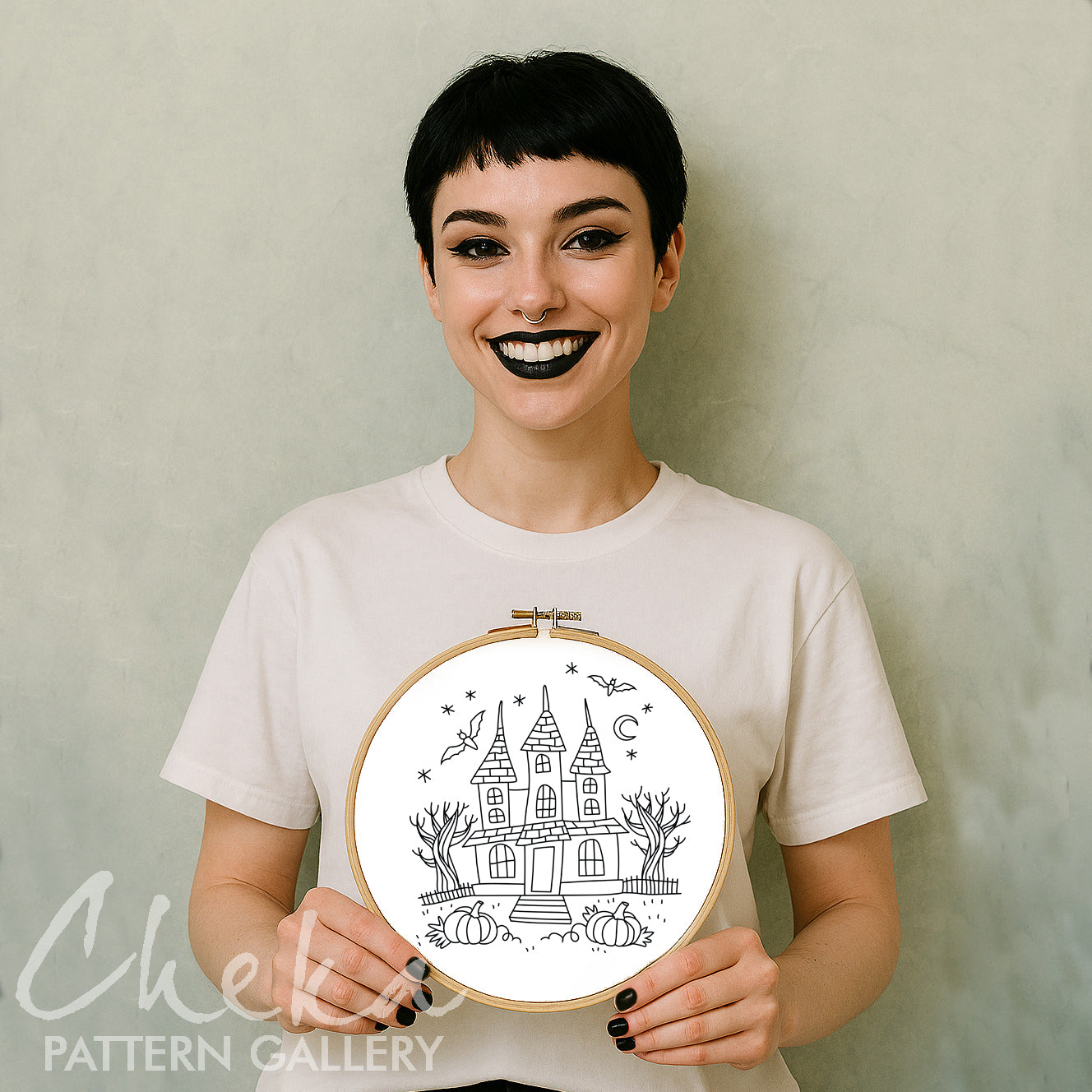 Witchy Home, Embroidery Pattern PDF, Witch Home Crafts, Wicca Embroidery Design. Witch's House. Spooky embroidery