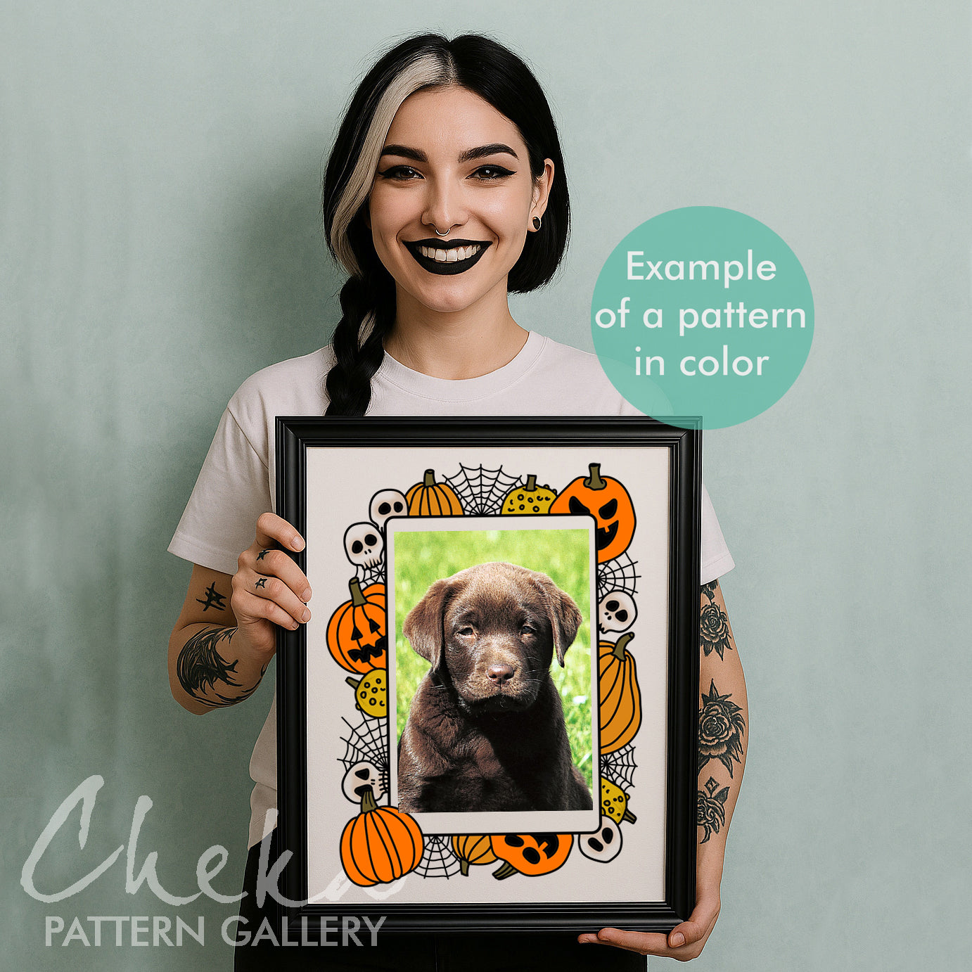 Photo frame, Scary Embroidery, Halloween hand embroidery pattern, handmade embroidered frame, spooky season, digital embroidery pattern PDF