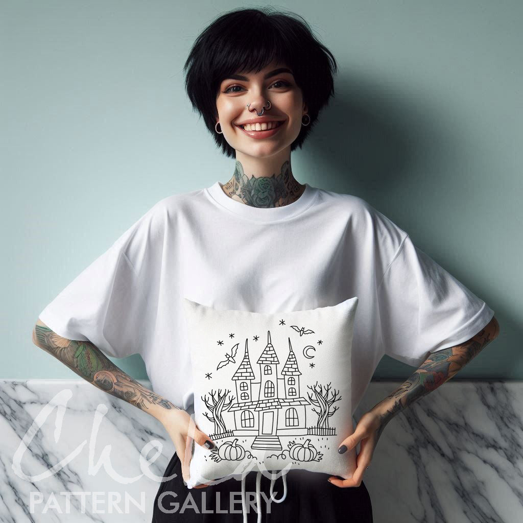 Witchy Home, Embroidery Pattern PDF, Witch Home Crafts, Wicca Embroidery Design. Witch's House. Spooky embroidery