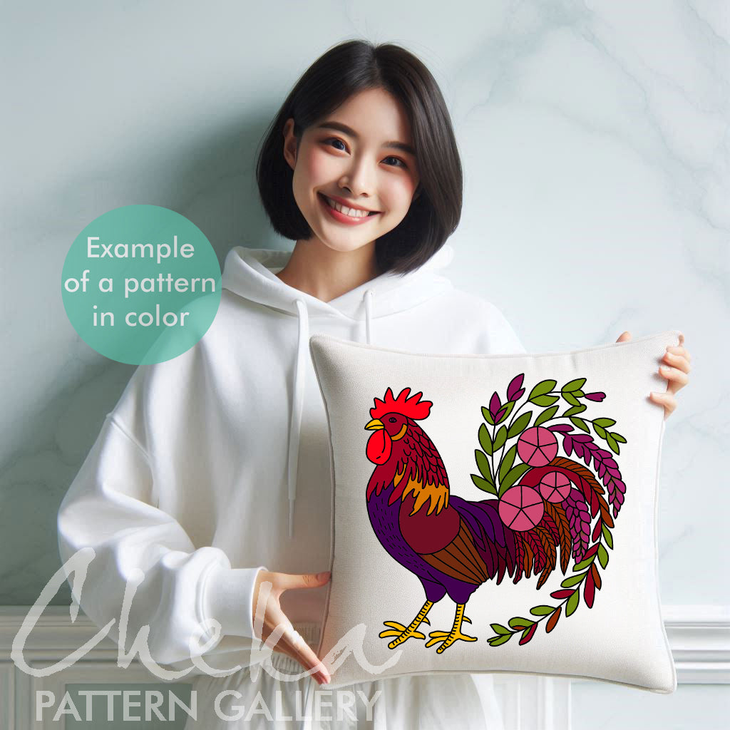 The rooster, the symbol of France. Cockerel hand embroidery pattern PDF. Instant Download, beginner friendly