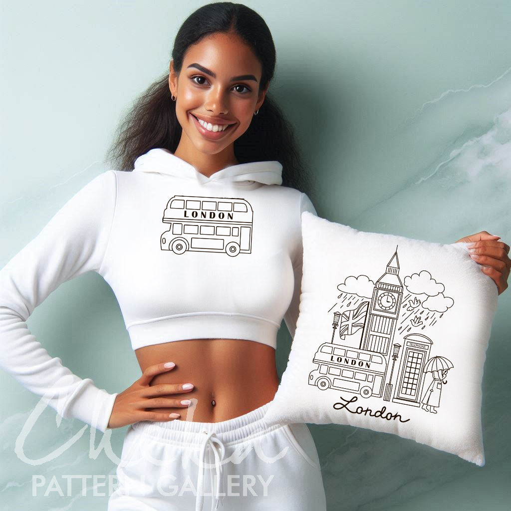 London embroidery pattern, Big Ben template, Hand embroidery pattern PDF. Modern hoop art, English embroidery. Handmade embroidery pattern