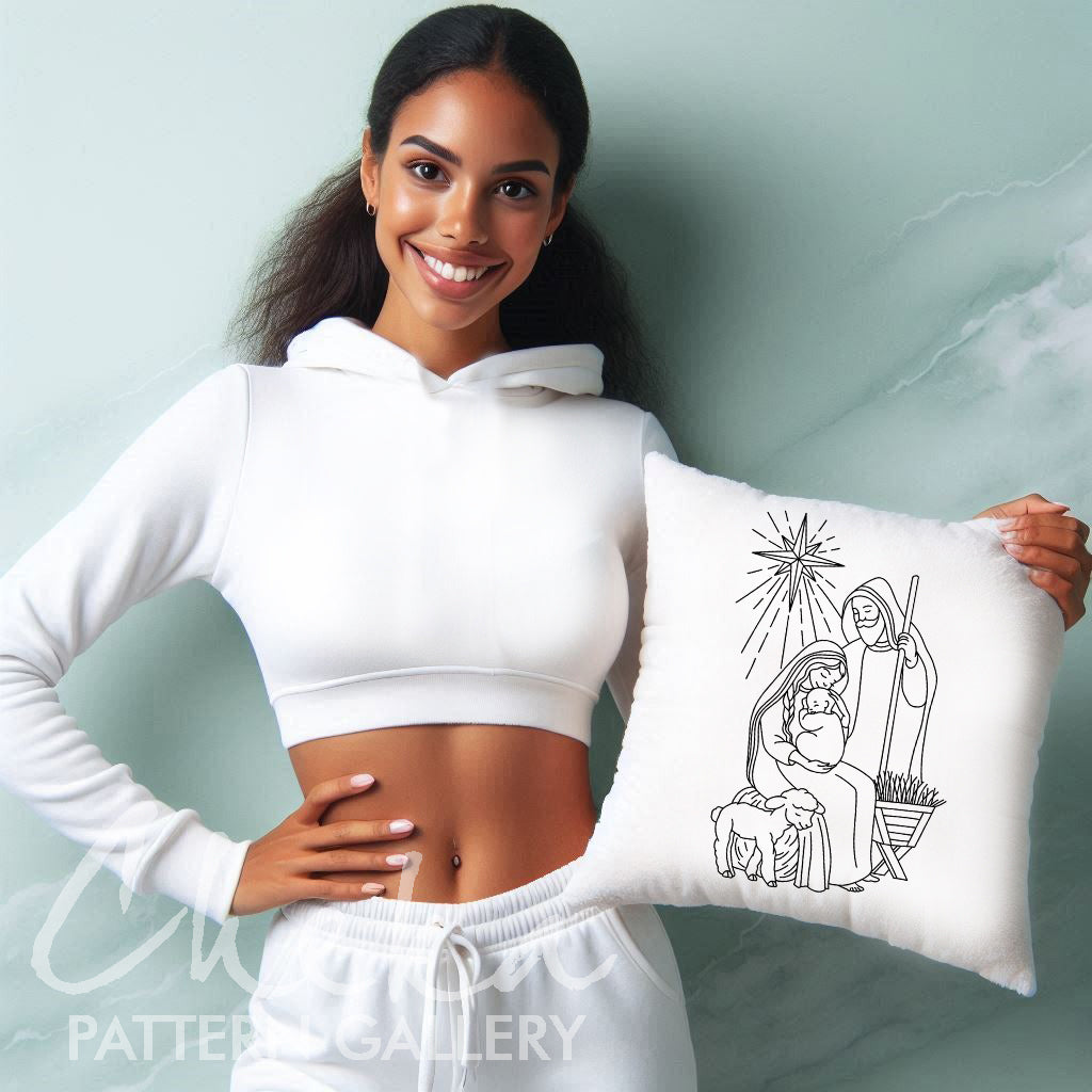 Nativity Scene, Hand Embroidery Pattern, Christmas Nativity, Baby Jesus Embroidery, Hand Embroidery Pattern PDF, Winter embroidery