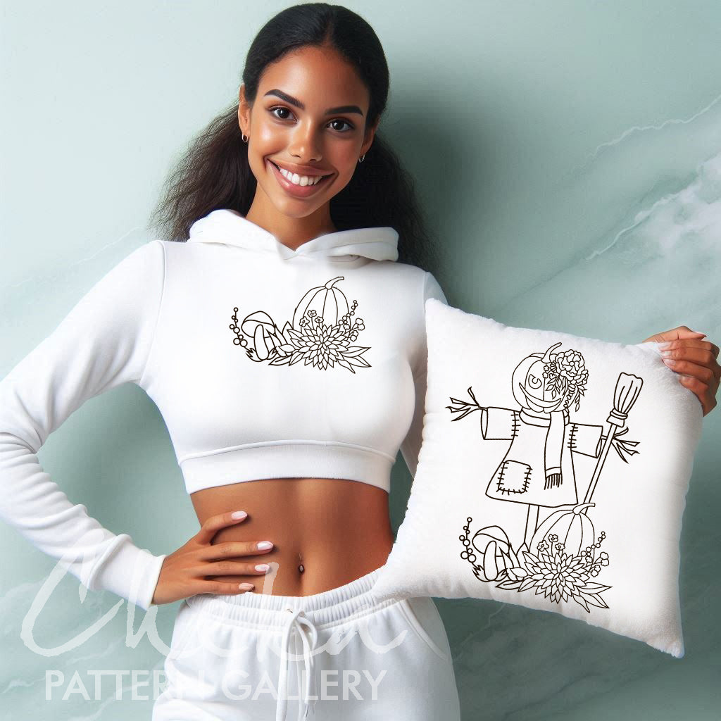 Scarecrow, a pattern for hand embroidery. Halloween Pattern, Autumn Embroidery Pattern, Witchy Design, bogeyman Hand Embroidery pattern PDF