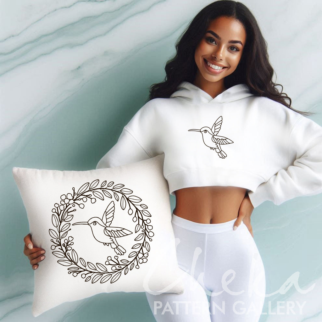 Hummingbird Hand Embroidery Pattern, flowers & Bird Pattern, Hand Embroidery, Hand Embroidery PDF, Wildlife Embroidery, Hummingbird Pattern, hoodie with hummingbird