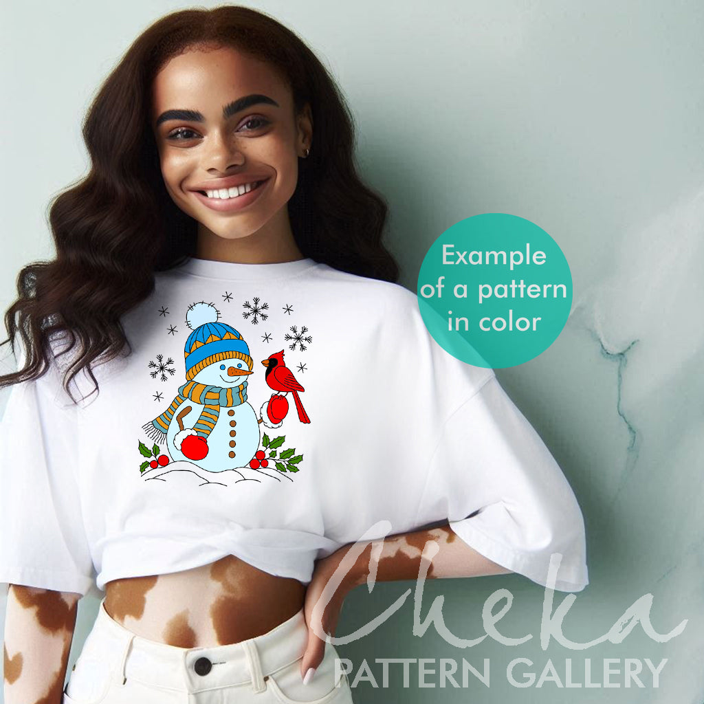 Snowman, Hand Embroidery Pattern, Christmas Hand Embroidery Design PDF, Cozy Winter Scene,  DIY Craft