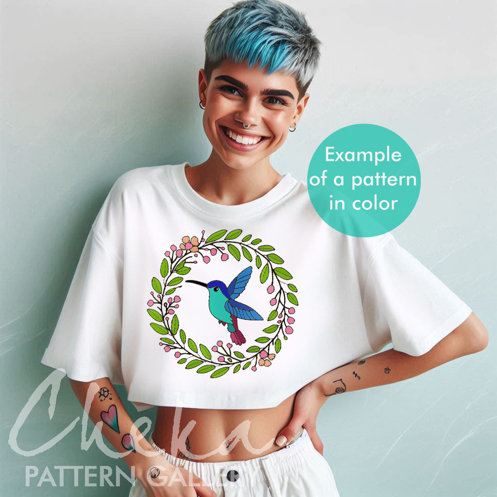 hummingbird t-shirt, Hummingbird Hand Embroidery Pattern, flowers & Bird Pattern, Hand Embroidery, Hand Embroidery PDF, Wildlife Embroidery, Hummingbird Pattern