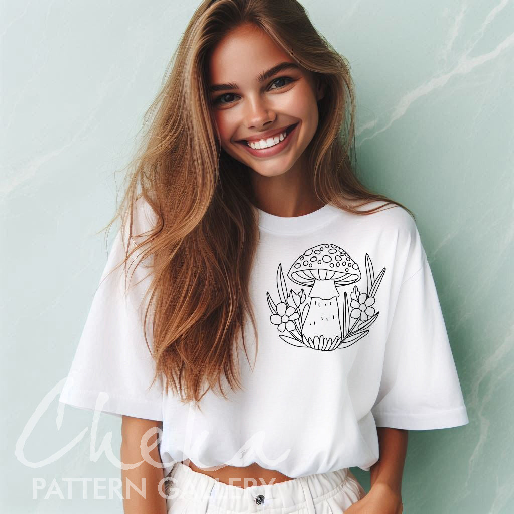 Fly agaric PDF Pattern. Mushroom embroidery pattern. Autumn embroidery patterns. Digital Download. Forest embroidery, beginner friendly