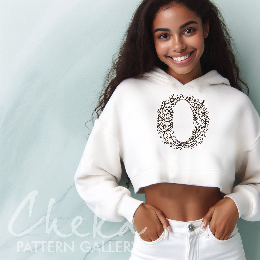 woman hoodie monogram, Floral monogram.  Floral letter embroidery. Floral alphabet embroidery, letter embroidery pattern. Hoop art, The letter "O" digital pattern