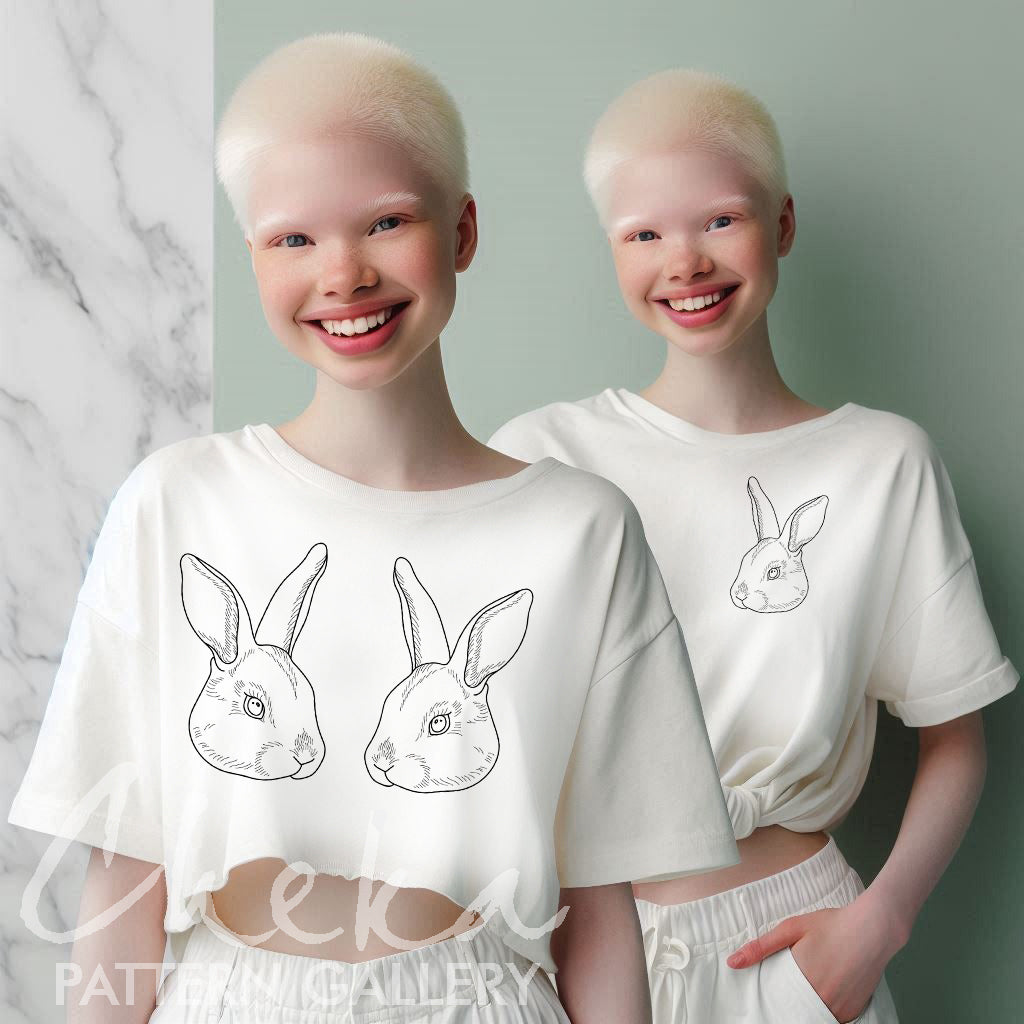 Bunny embroidery pattern, digital pet portrait. Embroidery scheme,fancy animal embroidery,  bunny embroidery template, pet embroidery design