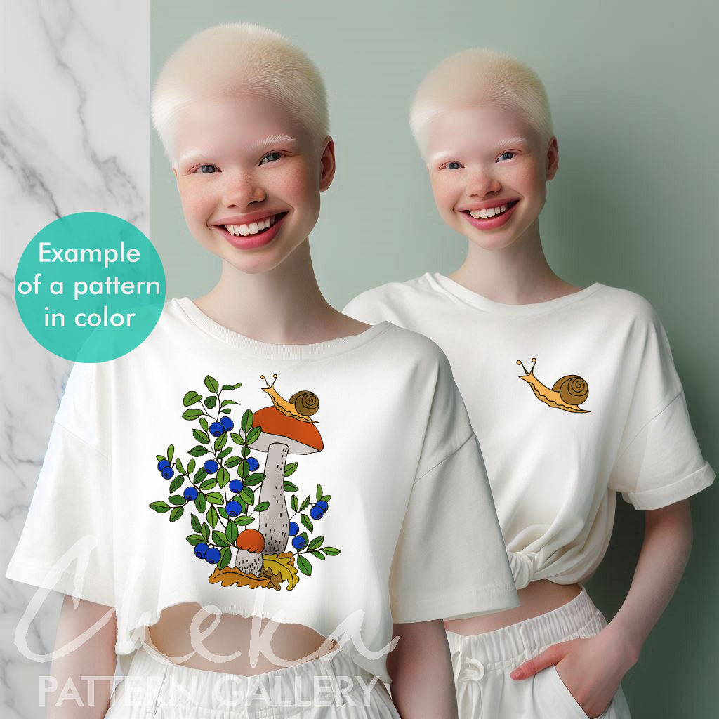 mushroom tshirt, Autumn embroidery designs, Mushroom embroidery pattern. Wild mushrooms and blueberries, hand embroidery pattern. Autumn embroidery patterns