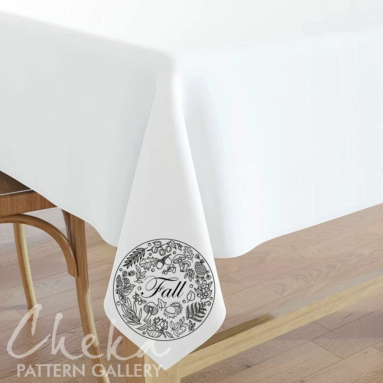 embroidered tablecloth, Autumn botanical embroidery, floral pattern for hand embroidery. An embroidery calendar. Autumn embroidery pattern. Simple embroidery pattern