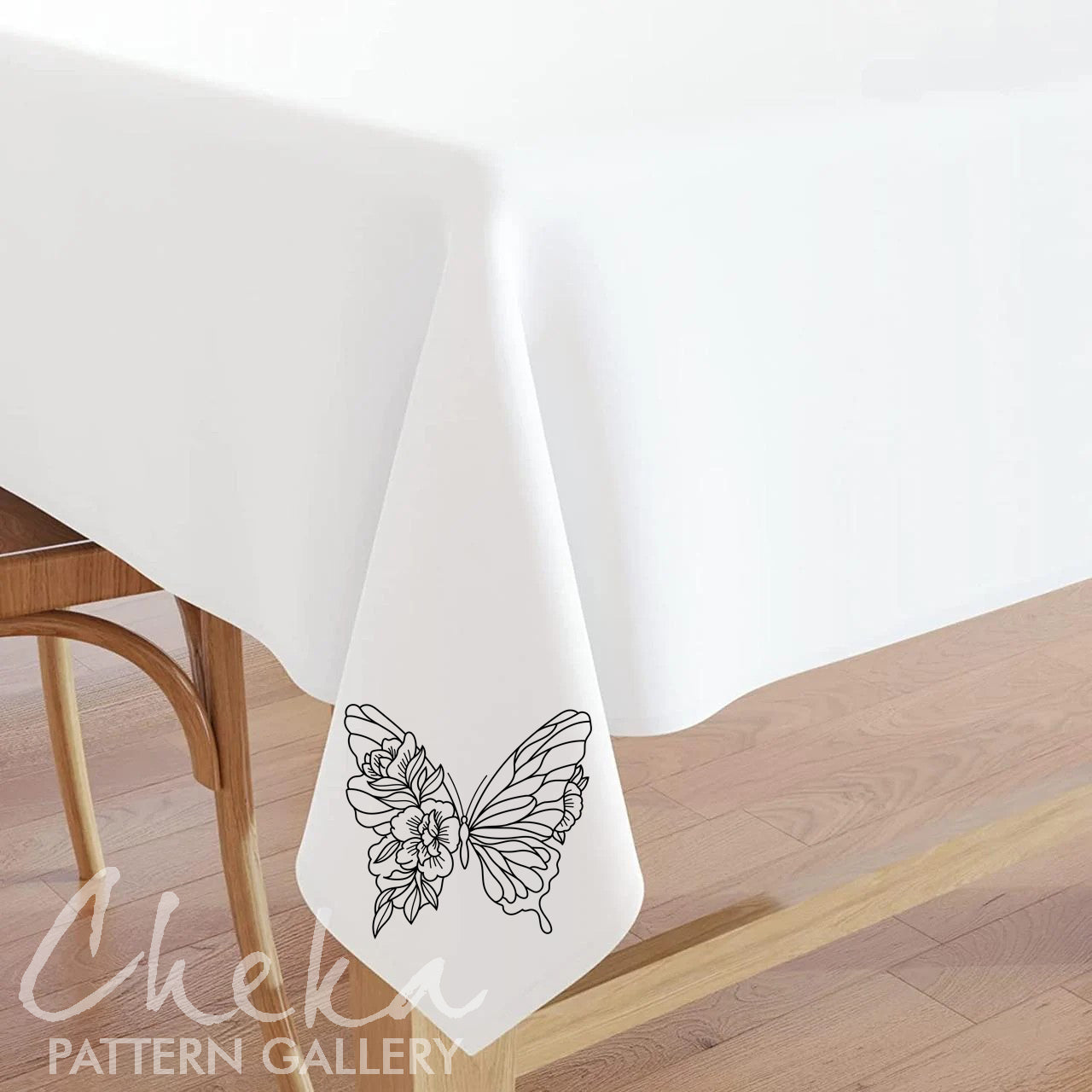 tablecloth, Butterfly embroidery pattern, embroidery pattern on clothes. Butterfly with flowers, hand embroidery pattern. Butterfly Female Embroidery