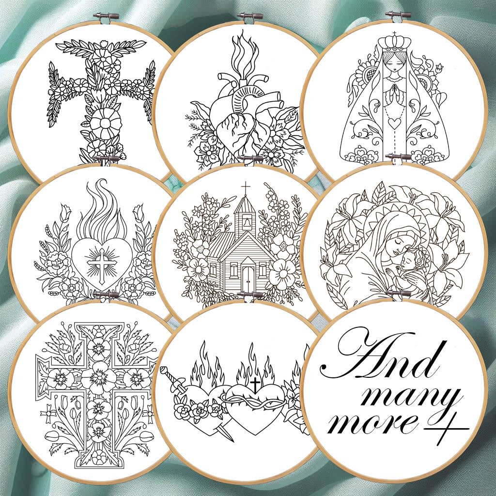 Christian Embroidery, Whole store embroidery bundle. Religious embroidery, Hand embroidery designs and templates PDF. Religious Hoop Art