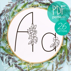Alphabet, Set of letters with flowers. Hand embroidery kit "Floral alphabet", Floral Monogram, Letters with flowers, Embroidery PDF Pattern.