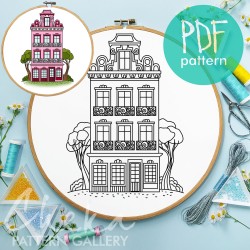 Amsterdam house template, House embroidery pattern, Hand embroidery pattern PDF. Modern hoop art, cute embroidery. Handmade embroidery PDF Amsterdam house template, House embroidery pattern, Hand embroidery pattern PDF. Modern hoop art, cute embroidery. Handmade embroidery PDF