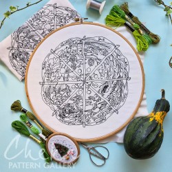 Calendar to embroider, sabbats phenology wheel. An Embroidery Canvas to Follow the Seasons Calendar to embroider, sabbats phenology wheel. An Embroidery Canvas to Follow the Seasons