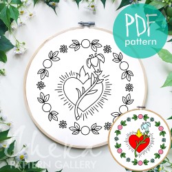 Chaste Heart of Saint Joseph pattern, Catholic Symbols, Embroidery Pattern PDF, Christian Hoop Art Chaste Heart of Saint Joseph pattern, Catholic Symbols, Embroidery Pattern PDF, Christian Hoop Art