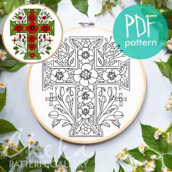 Christian Hand Embroidery, Poppy Cross, Embroidery Pattern PDF, Catholic Religious Floral Cross, Catholic Hand Embroidery. Handmade gift Christian Hand Embroidery, Poppy Cross, Embroidery Pattern PDF, Catholic Religious Floral Cross, Catholic Hand Embroidery. Handmade gift