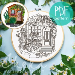 Cottage Hand Embroidery Template, House with garden Embroidery Pattern PDF, Cottagecore Embroidery Pattern, Home Hand Embroidery Pattern Cottage Hand Embroidery Template, House with garden Embroidery Pattern PDF, Cottagecore Embroidery Pattern, Home Hand Embroidery Pattern