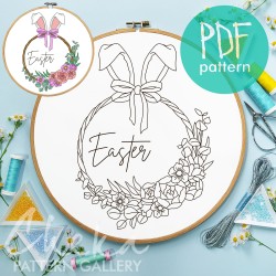 Easter embroidery pattern, Spring hand embroidery template, Florall embroidery blueprint, Hoop art, Floral embroidery pattern PDF