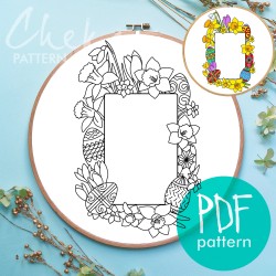 Easter Photo frame, hand embroidery pattern with eggs, DIY photo frame, handmade embroidered frame, digital hand embroidery pattern PDF Easter Photo frame, hand embroidery pattern with eggs, DIY photo frame, handmade embroidered frame, digital hand embroidery pattern PDF