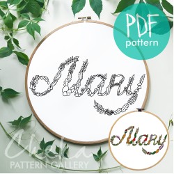 Embroidered name, Custom name Embroidery, personalized gift, baby shower gift. Embroidered Mary name, Personalized Embroidery Hoop Art PDF