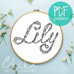 Embroidered name, Custom name Embroidery, personalized gift, baby shower gift. Embroidered Lily name, Personalized Embroidery Hoop Art PDF