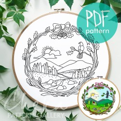 Forest Embroidery Pattern, Landscape template. Embroidery project, Nature Embroidery Pattern PDF, Simple Embroidery, Floral embroidery PDF Forest Embroidery Pattern, Landscape template. Embroidery project, Nature Embroidery Pattern PDF, Simple Embroidery, Floral embroidery PDF