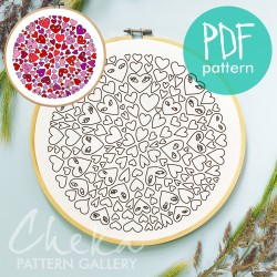 Hearts, Valentines Day hand embroidery pattern. Tiny hearts, Beginner embroidery pattern PDF. Colored hearts template, Modern Embroidery Art Hearts, Valentines Day hand embroidery pattern. Tiny hearts, Beginner embroidery pattern PDF. Colored hearts template, Modern Embroidery Art