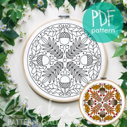 Oak hand embroidery pattern. PDF template with oak leaves, berries and acorns, Modern hoop art. Acorns embroidery pattern, fall embroidery Oak hand embroidery pattern. PDF template with oak leaves, berries and acorns, Modern hoop art. Acorns embroidery pattern, fall embroidery